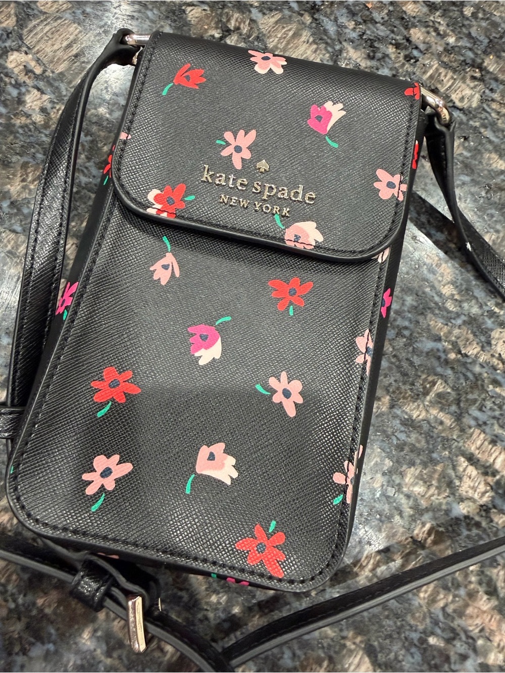 kate spade Black Floral Crossbody Phone Pouch